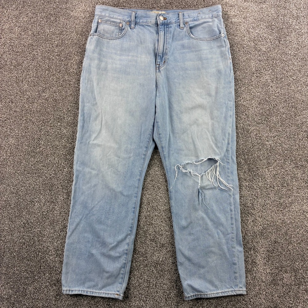 Madewell‎ Jeans Women's 31 90s Straight Crop Light Wash Distressed